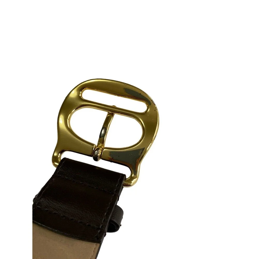 Michael Kors Genuine Leather Brown Belt Gold Logo Buckle Size S